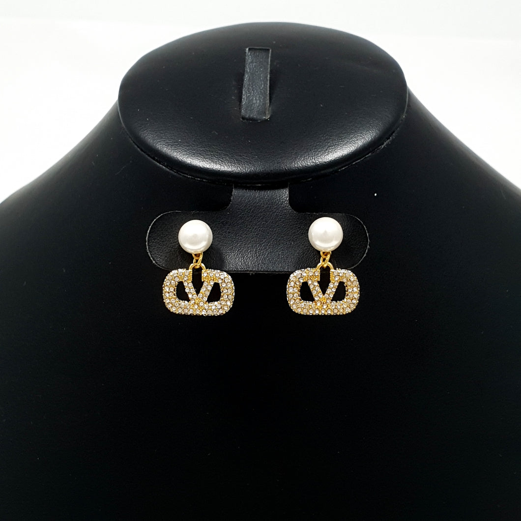 Aretes Valentino VLogo con circonias (Mod. VAL09)