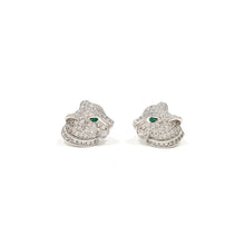 Cargar imagen en el visor de la galería, Aretes Diseño de Felino con Circonias - Dos colores disponibles
