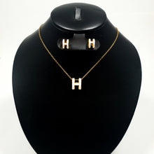 Cargar imagen en el visor de la galería, Juego Hermes Pop Collar y Aretes (Dorado con Blanco)
